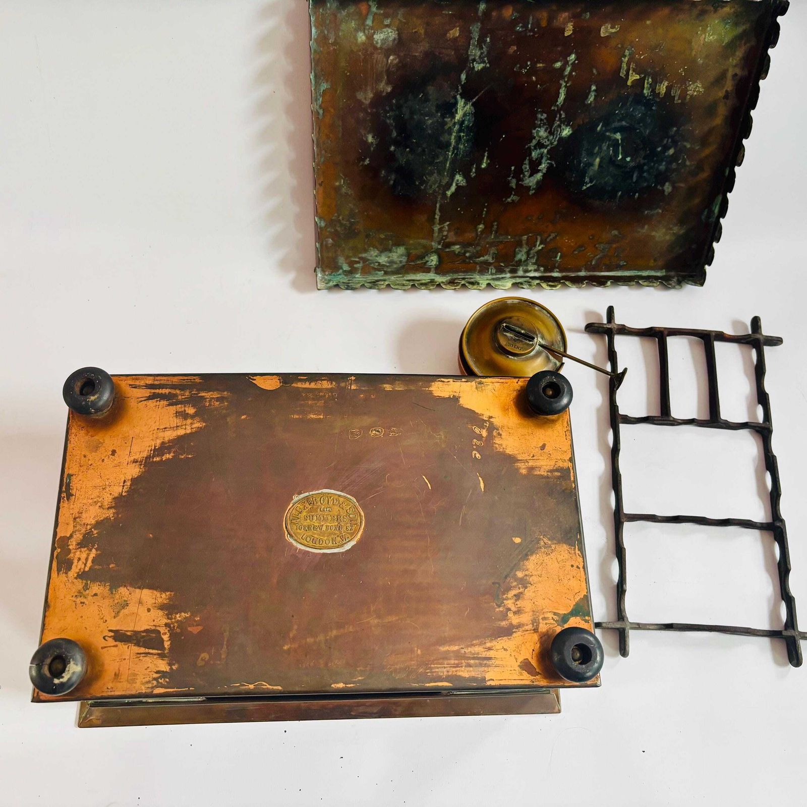 Antique Copper Chafing Dish Stand, Alexr. Boyd London, Arts & Crafts Era photo 155.0