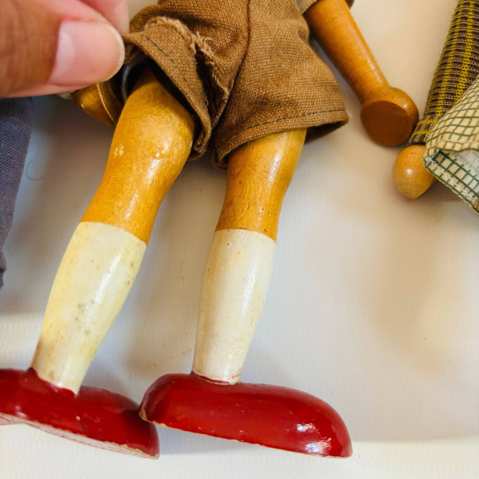 Vintage German Peg Dolls: Mid Century Wooden Folk Art Trio photo 73.0