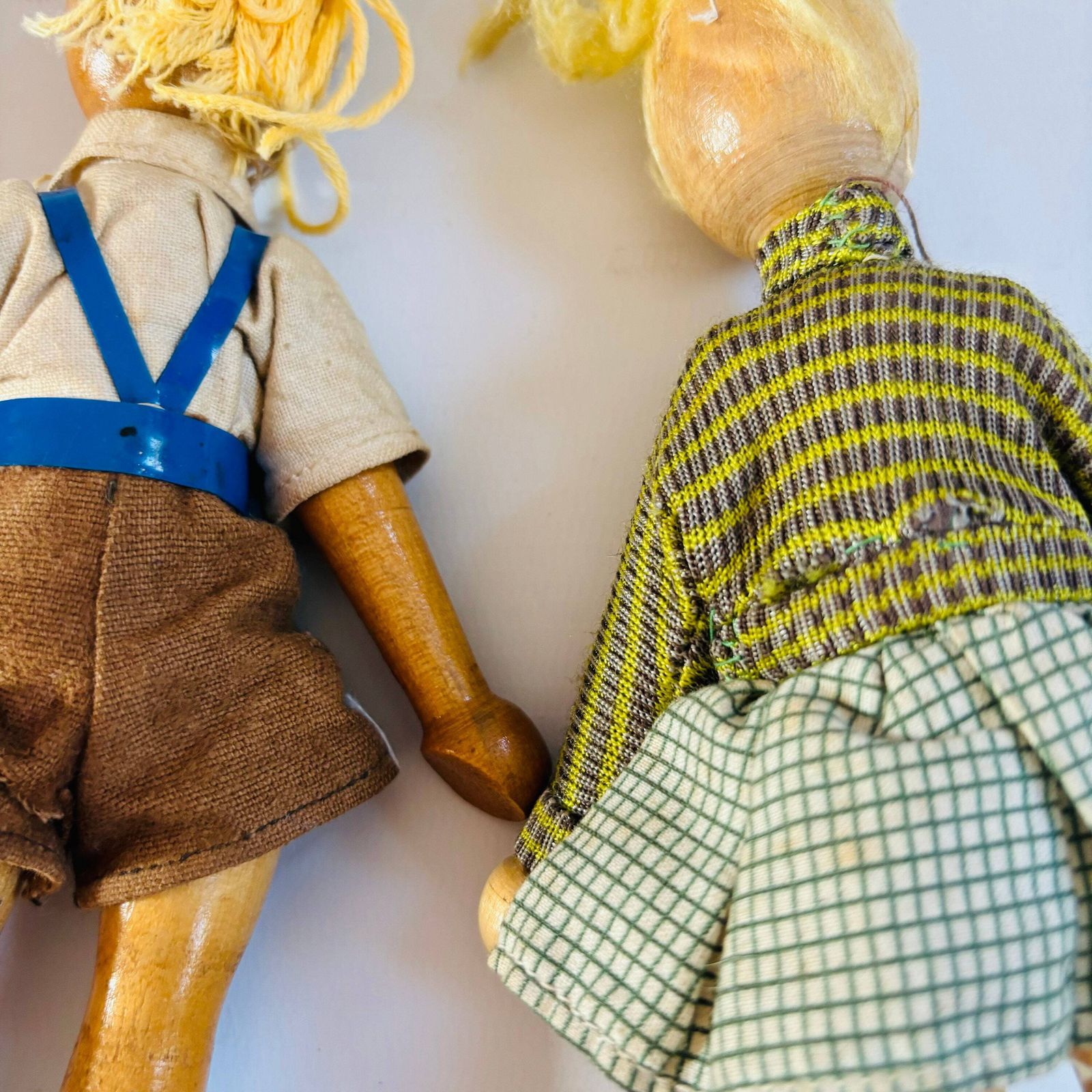 Vintage German Peg Dolls: Mid Century Wooden Folk Art Trio photo buy