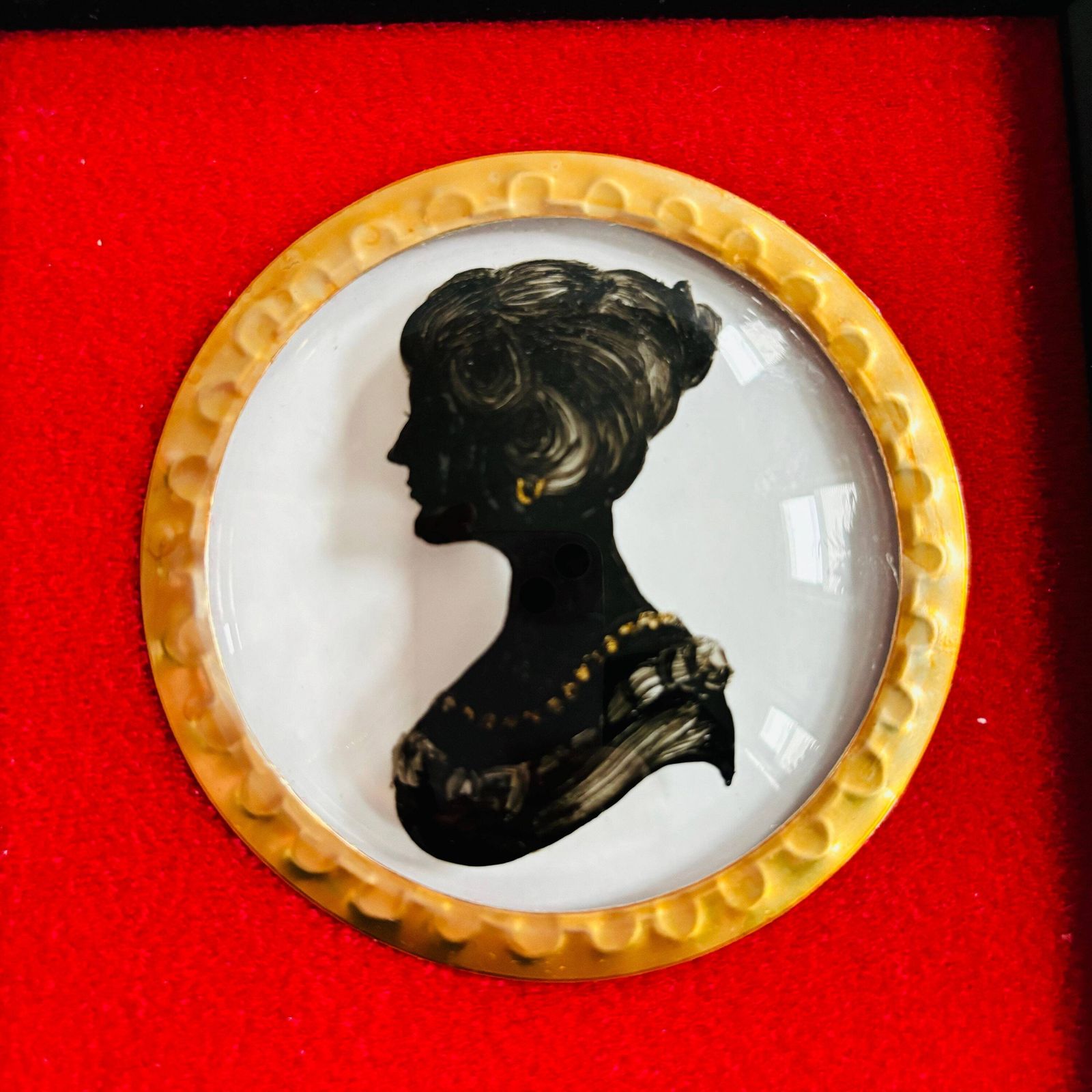 Art Deco Hand Painted Silhouette Portrait Miniature By H.C. Basset photo buy