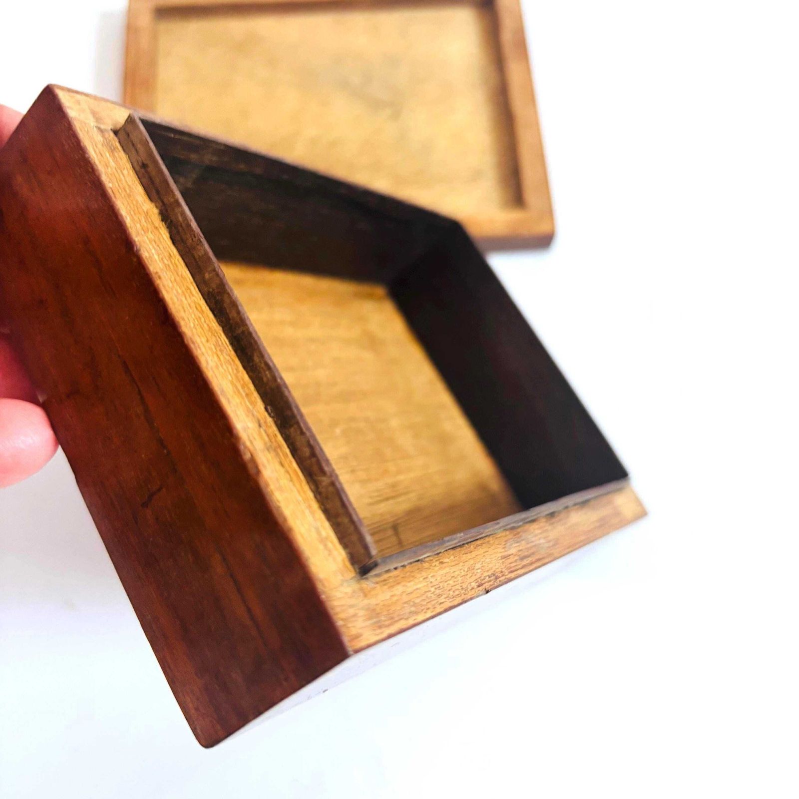 Antique Rosewood Box: 1930s Petite Wooden Keepsake With Dovetail photo 63.0