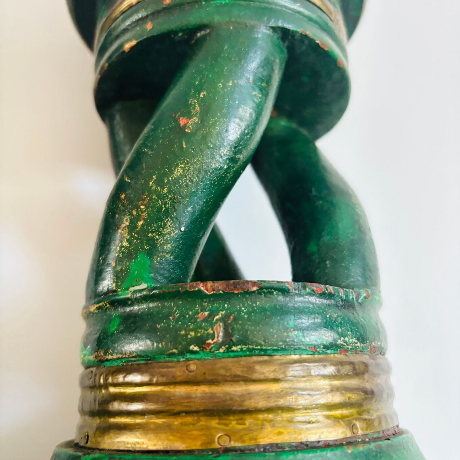 Pair Of Antique Mahogany Torchere Candle Holders: Green & Gold Twist Design photo 264.0