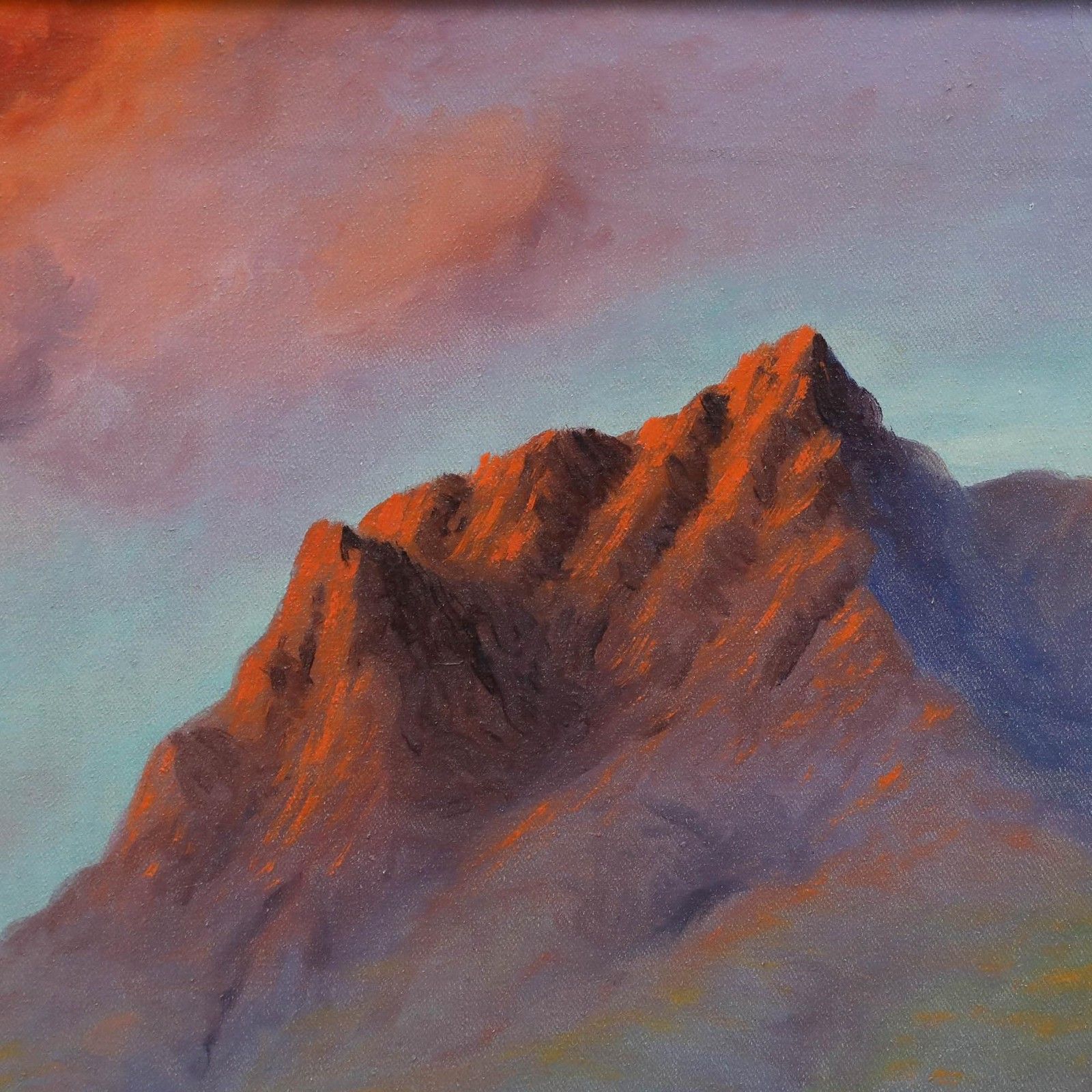 Lena Suttington Framed 20th Century Oil, Desert Mountains At Sunset photo Art