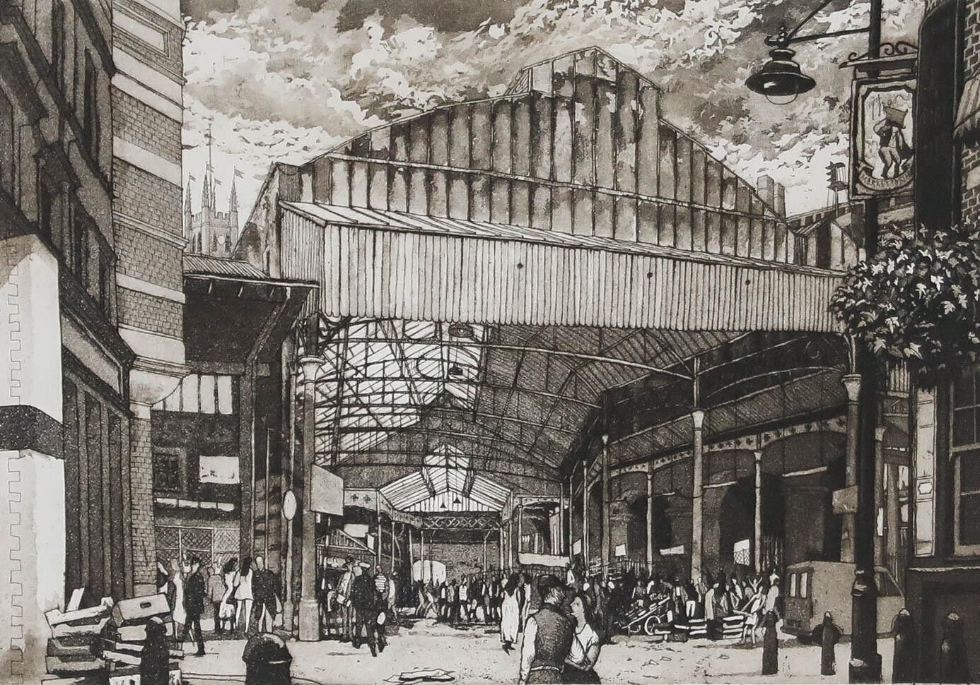 Anthony Michael Dyson (B.1931) Framed 20th Century Aquatint, Borough Market photo furniture
