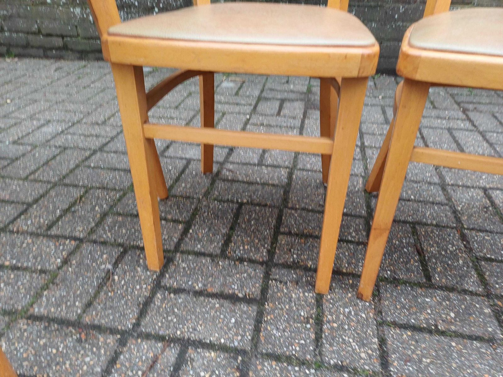 photo for sale Vintage Retro 1960s 1970s Beech Dining Table And Four Chairs Set Formica Top Vintage Mid Century Kitchen Furniture Set