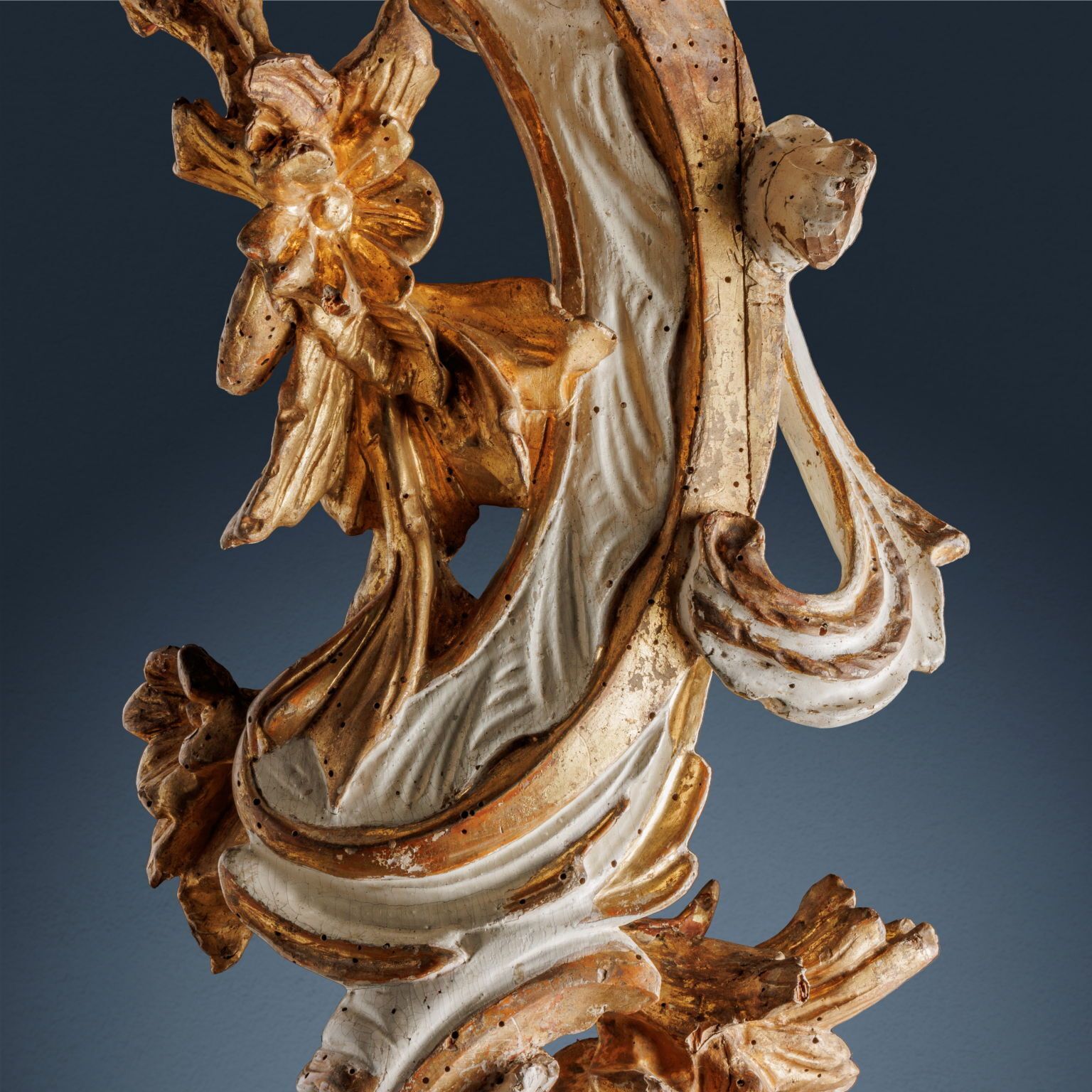 Pair Of Baroque Style Candle Holders Wood Italy 1750 Ca. photo vintage