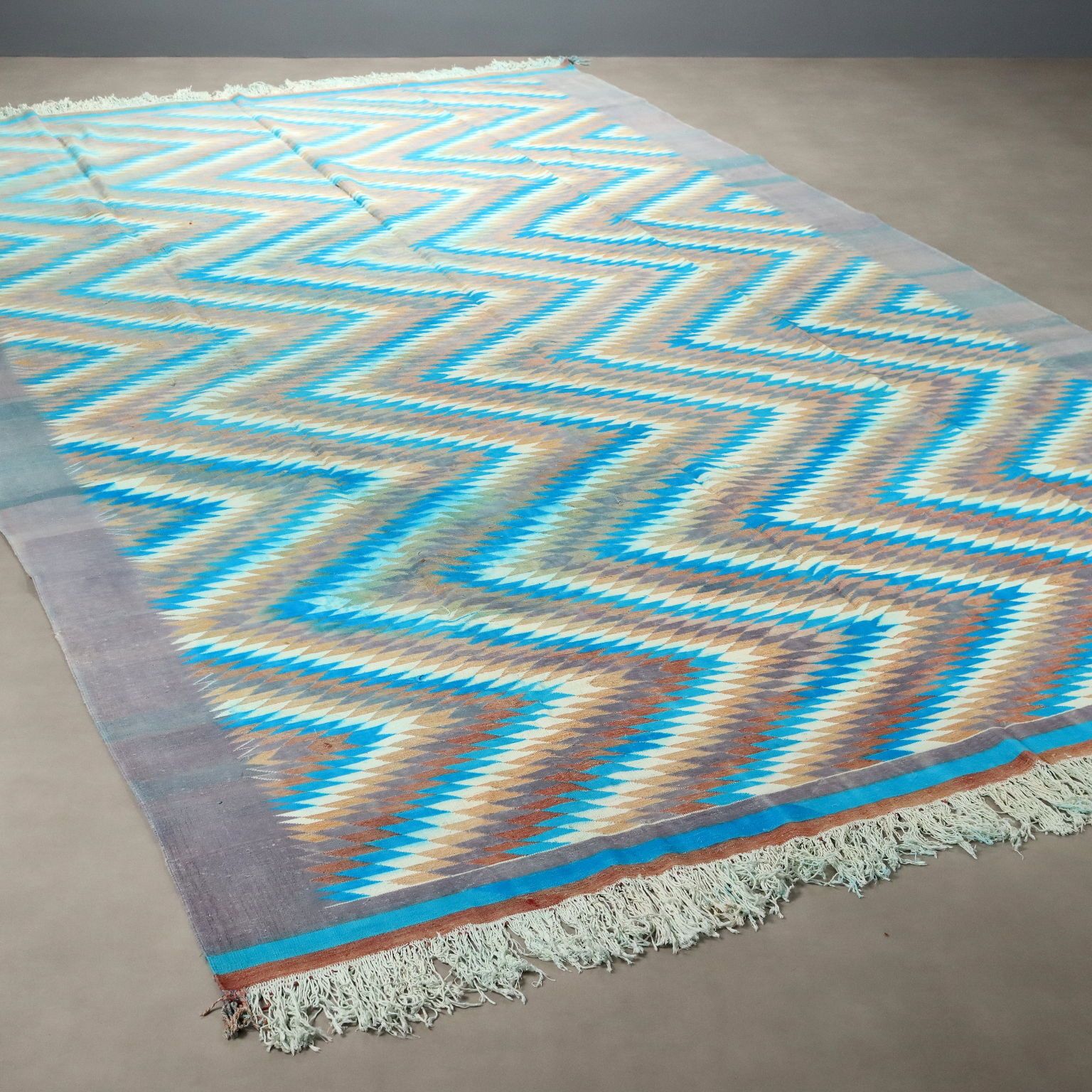 Antique Kilim Carpet Cotton Thin Knot Handmade 209 X 123 In