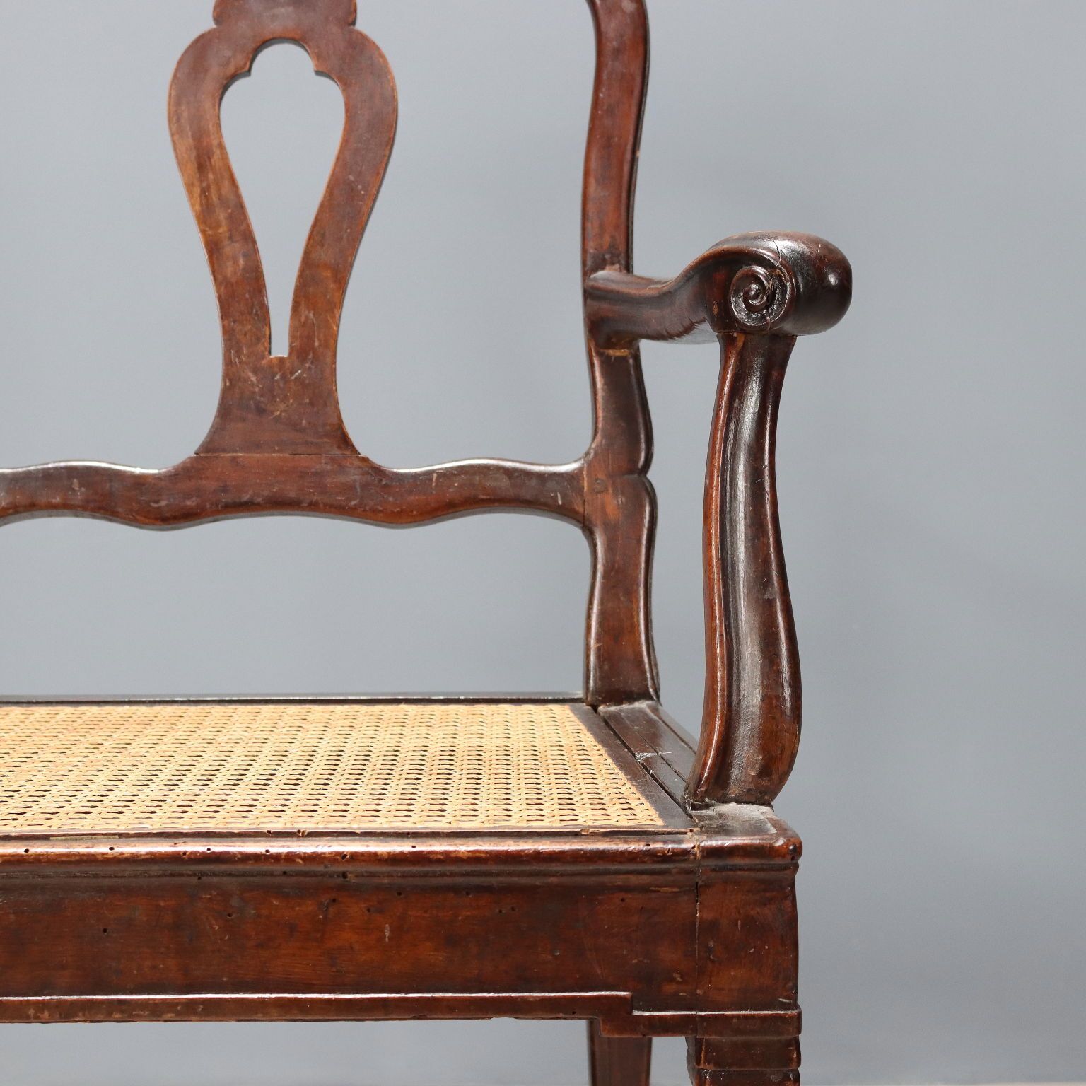 Antique Armchair Walnut Caned Seat Italy XVIII Century photo 540.0