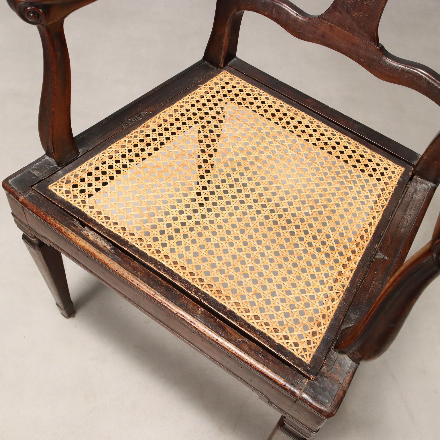 Antique Armchair Walnut Caned Seat Italy XVIII Century photo buy