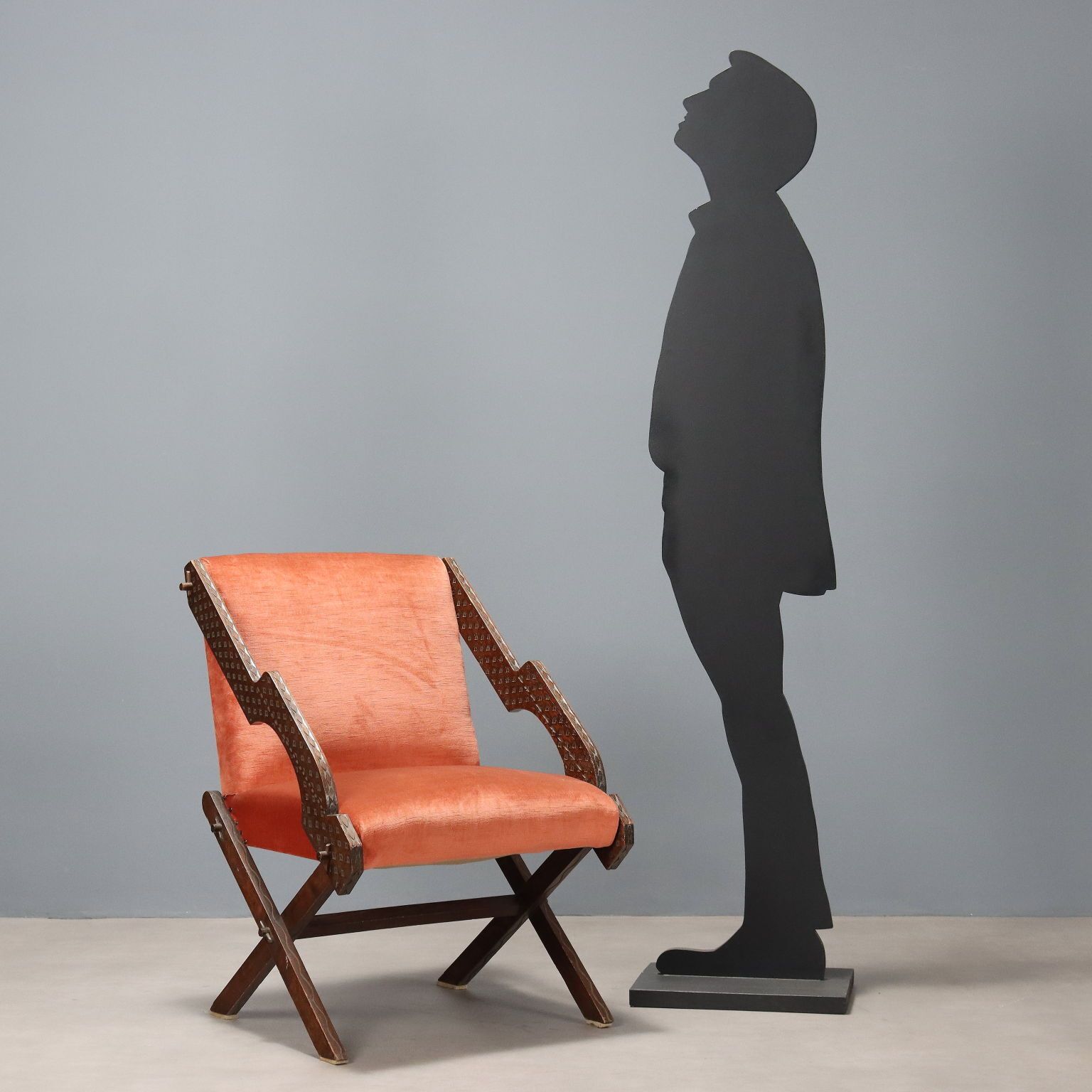 Vintage Armchair Wood Fabric Foam Design Italy 1960s photo furniture