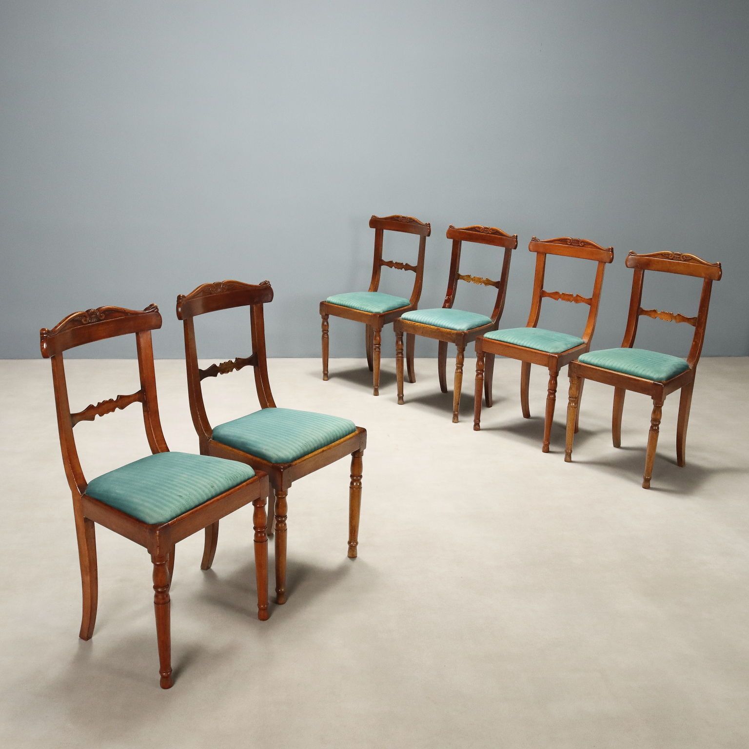 Antique Chairs Louis Philippe Walnut Padded Seat XIX Century