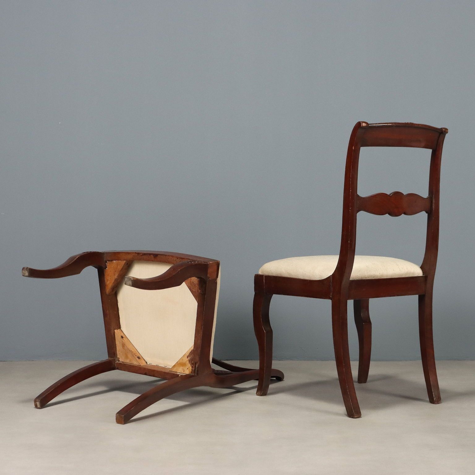 Antique Chairs Charles X Mahogany Fabric France XIX Century photo vintage