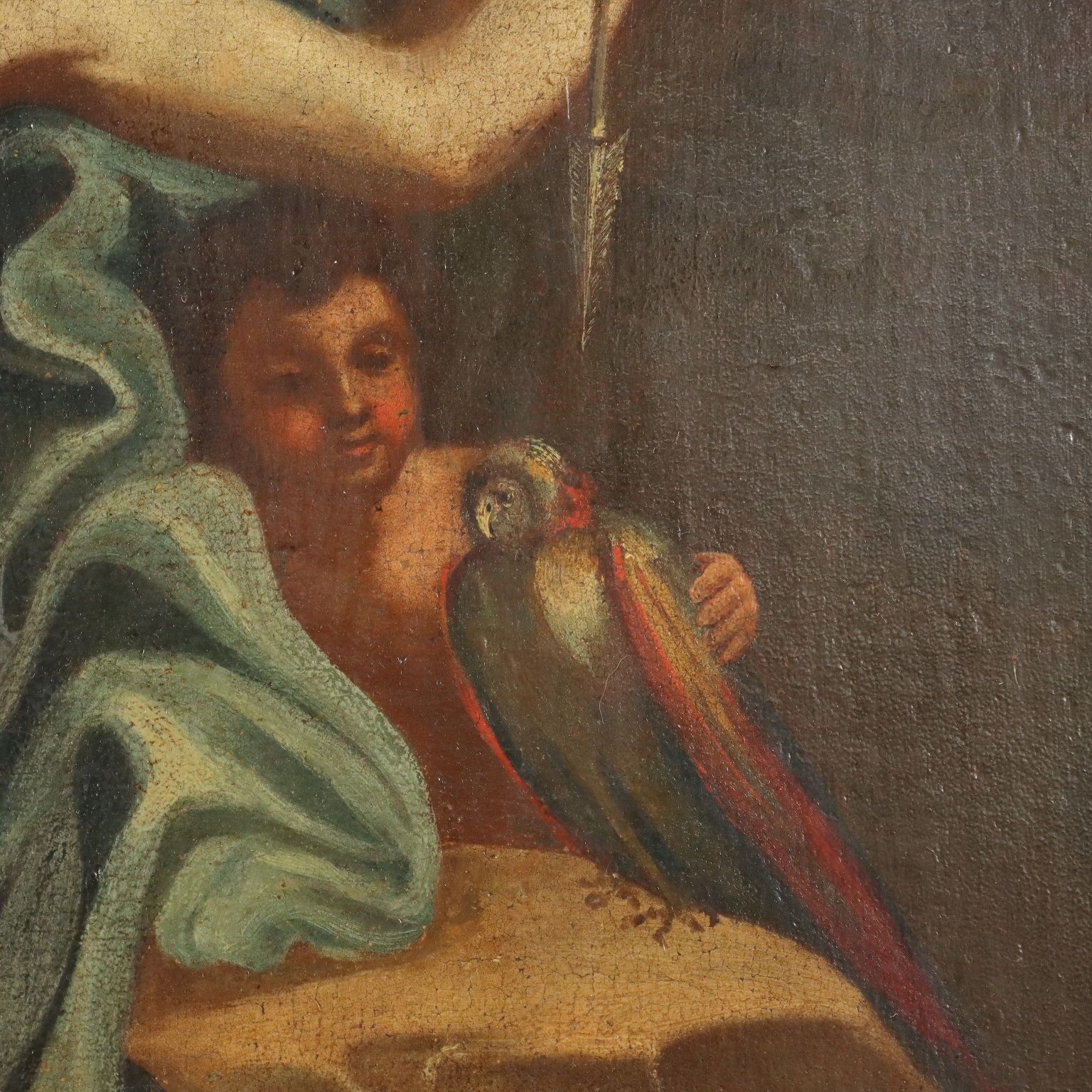 Antique Painting Allegory Of America Oil On Canvas XVIII Century photo 3000.0