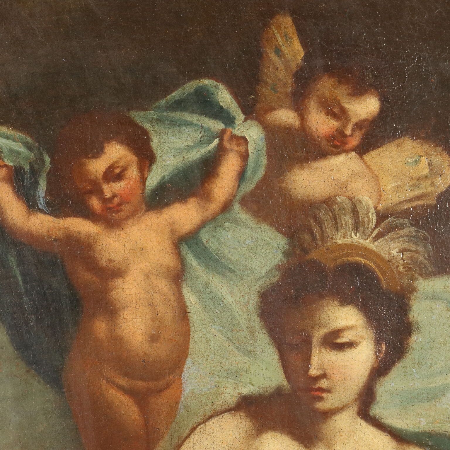 Antique Painting Allegory Of America Oil On Canvas XVIII Century photo buy
