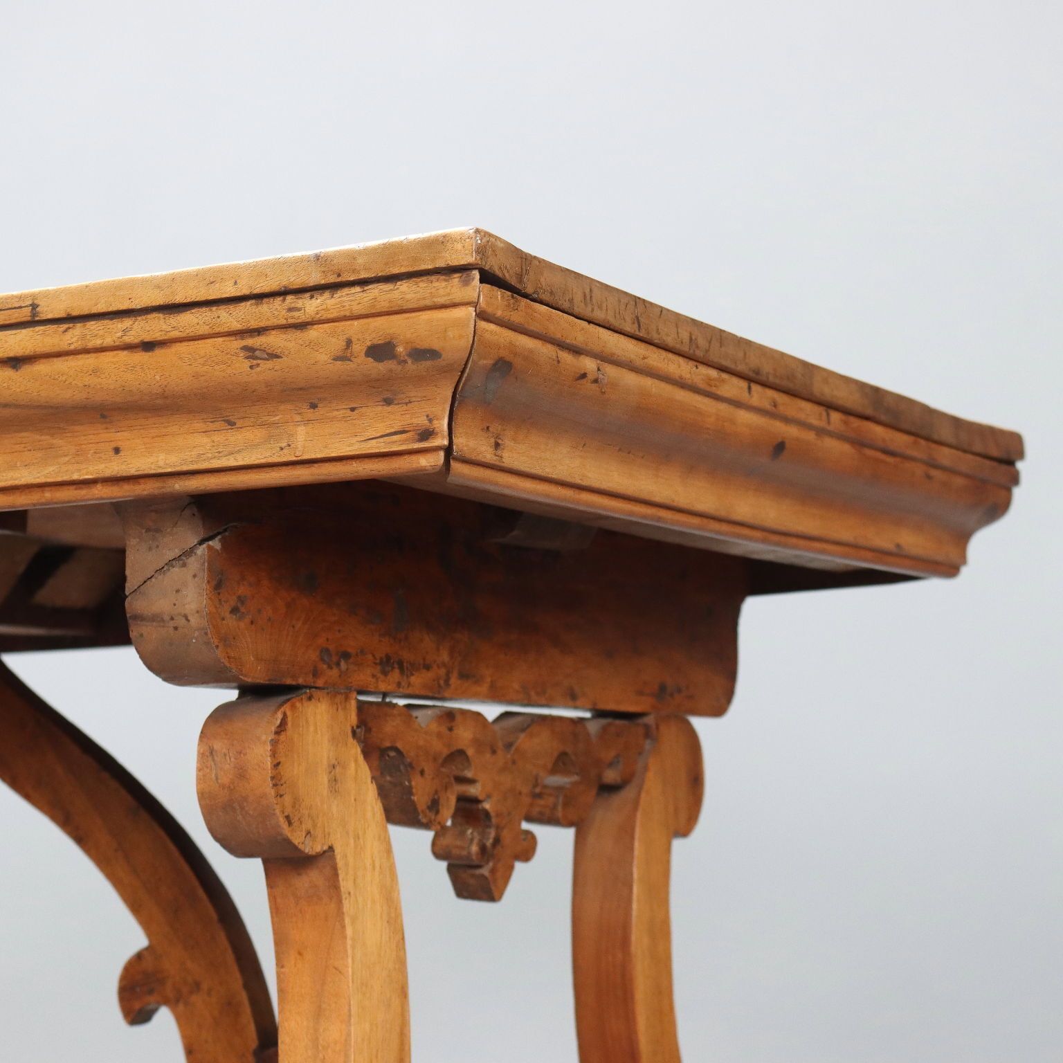Antique Refectory Table Walnut Shaped Feet Italy XIX Century photo Furniture