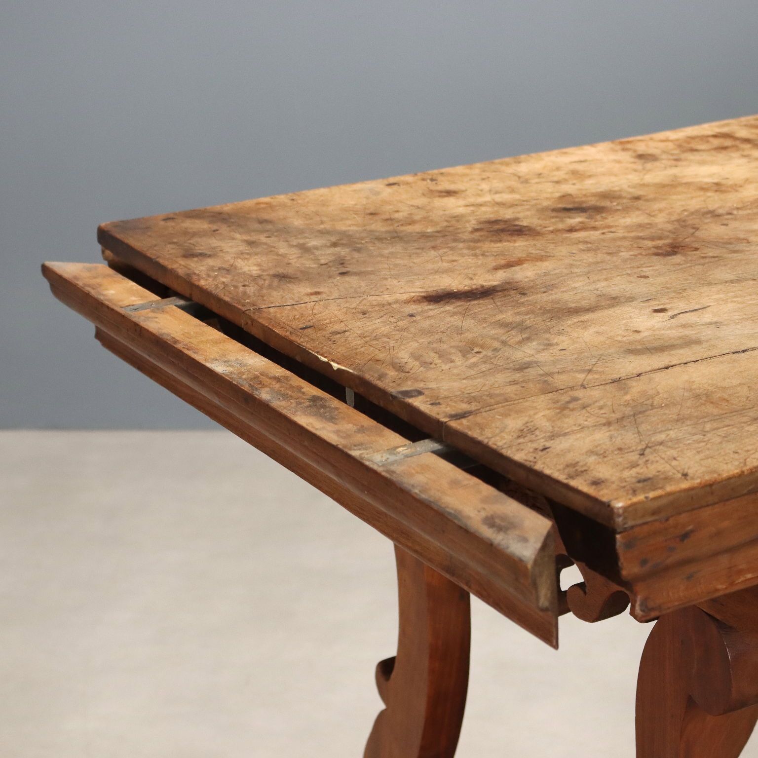 Antique Refectory Table Walnut Shaped Feet Italy XIX Century photo 1500.0