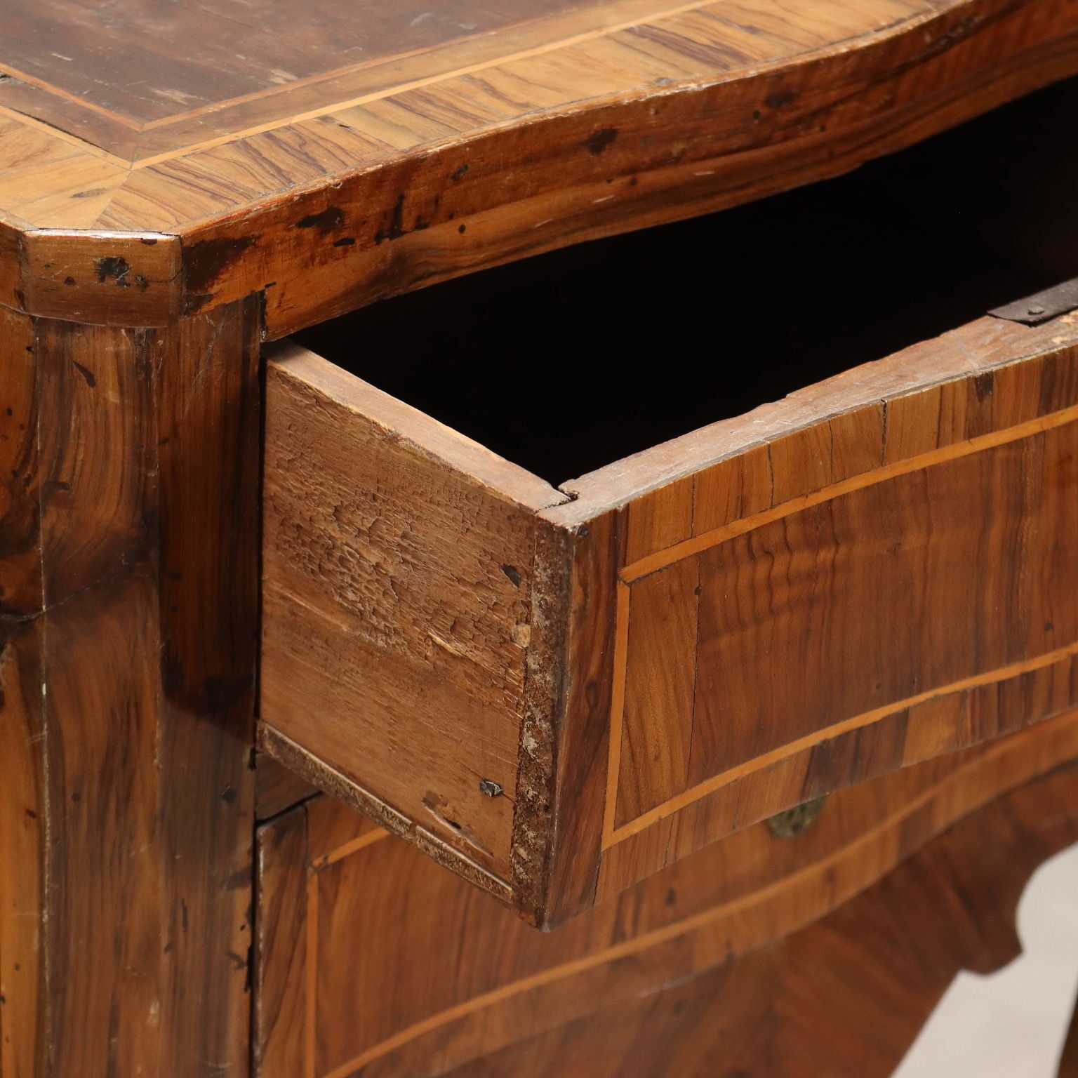 Bedside Tables Baroque Walnut Olive Italy XVIII Century photo for sale