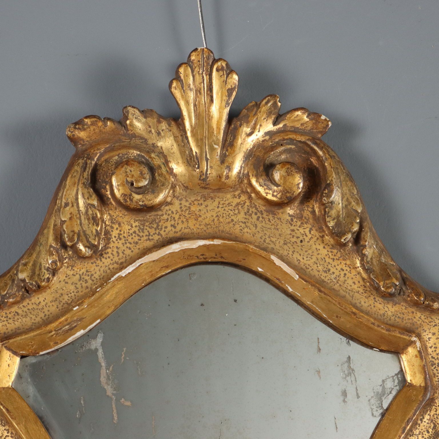 Antique Mirror Gilded Carved Wood Italy XIX Century photo for sale