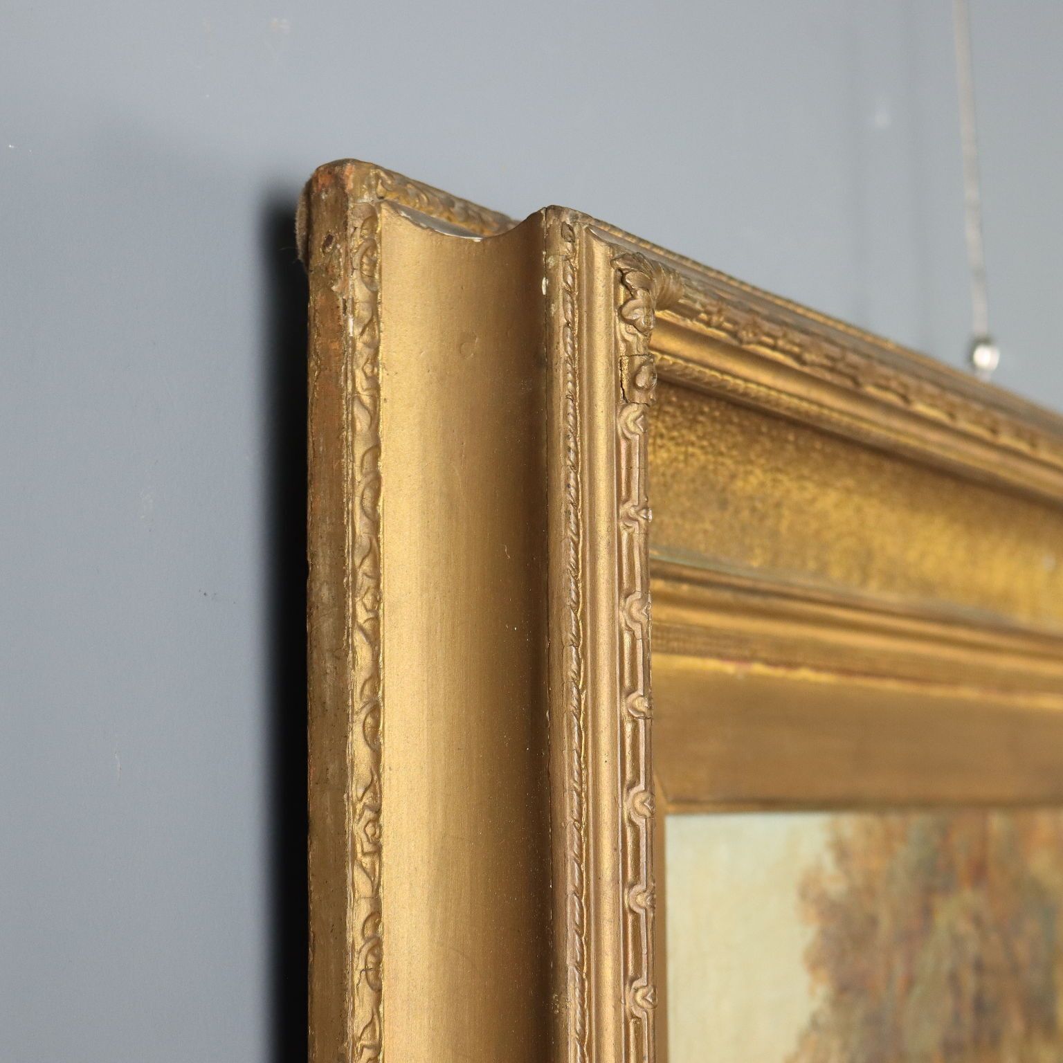 photo for sale Antique Painting Landscape With Cows Oil On Canvas 1886