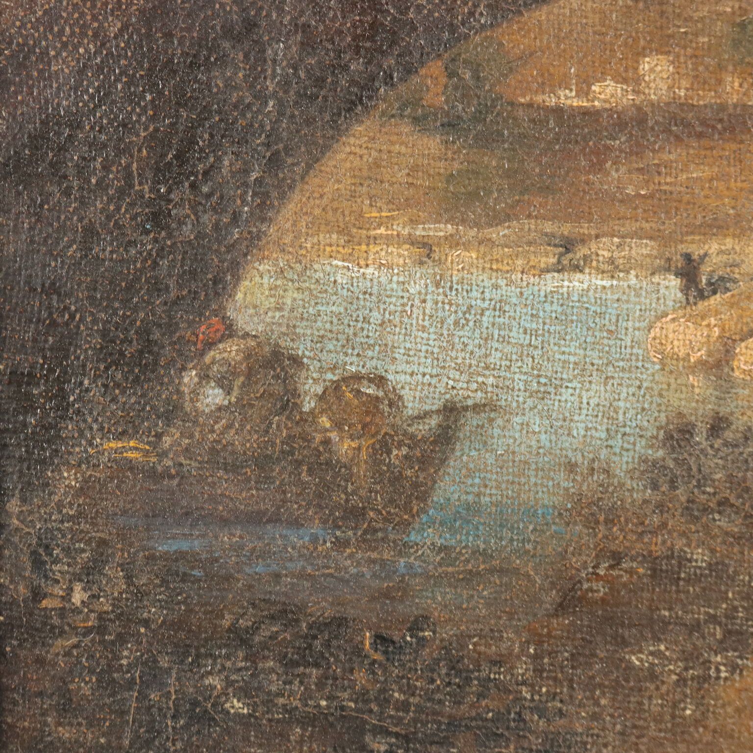 Antique Painting Landscape With Bridge Oil On Canvas XVIII Century photo 500.0