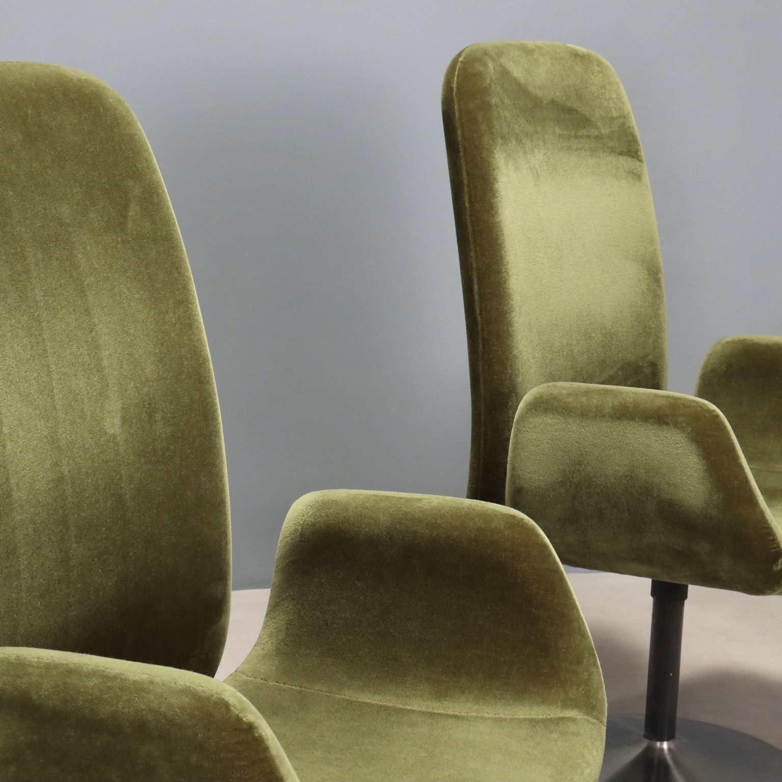 Vintage Armchairs Fabric Foam Metal Design Italy 1970s photo for sale