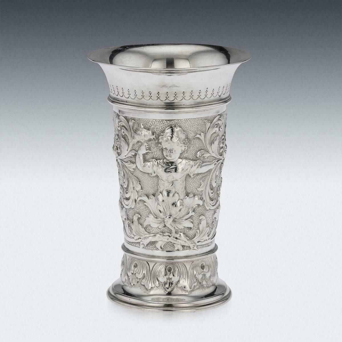 19th Century German Solid Silver Wine Goblet, Hanau, C.1890 photo for sale