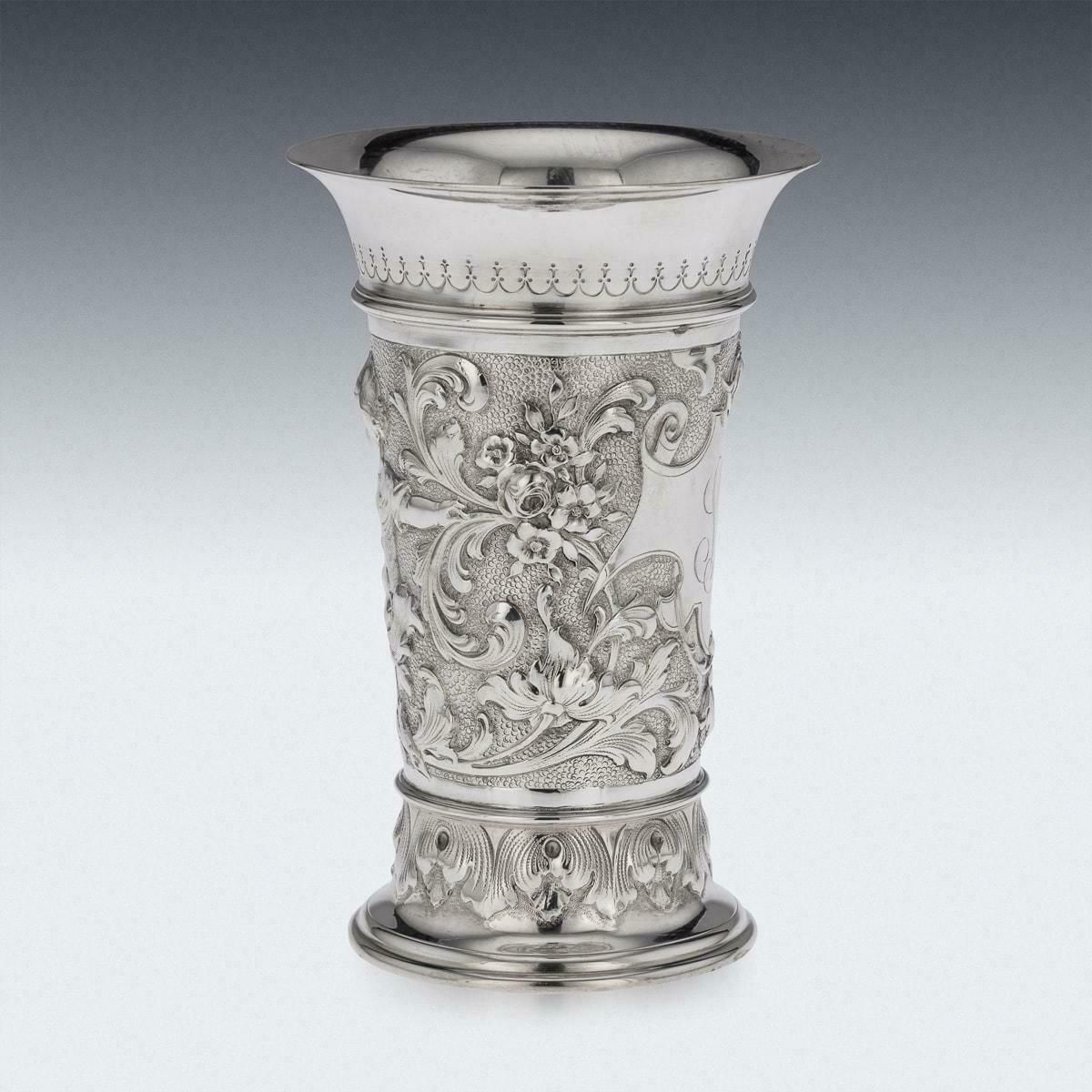 19th Century German Solid Silver Wine Goblet, Hanau, C.1890 photo Home Decor