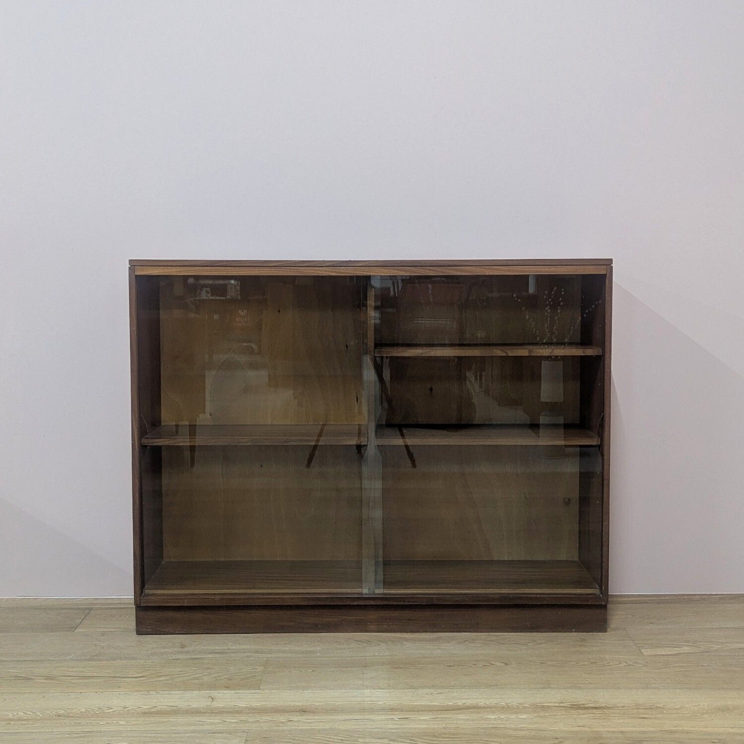Large Vintage 1960s British Teak Glazed Bookcase photo furniture