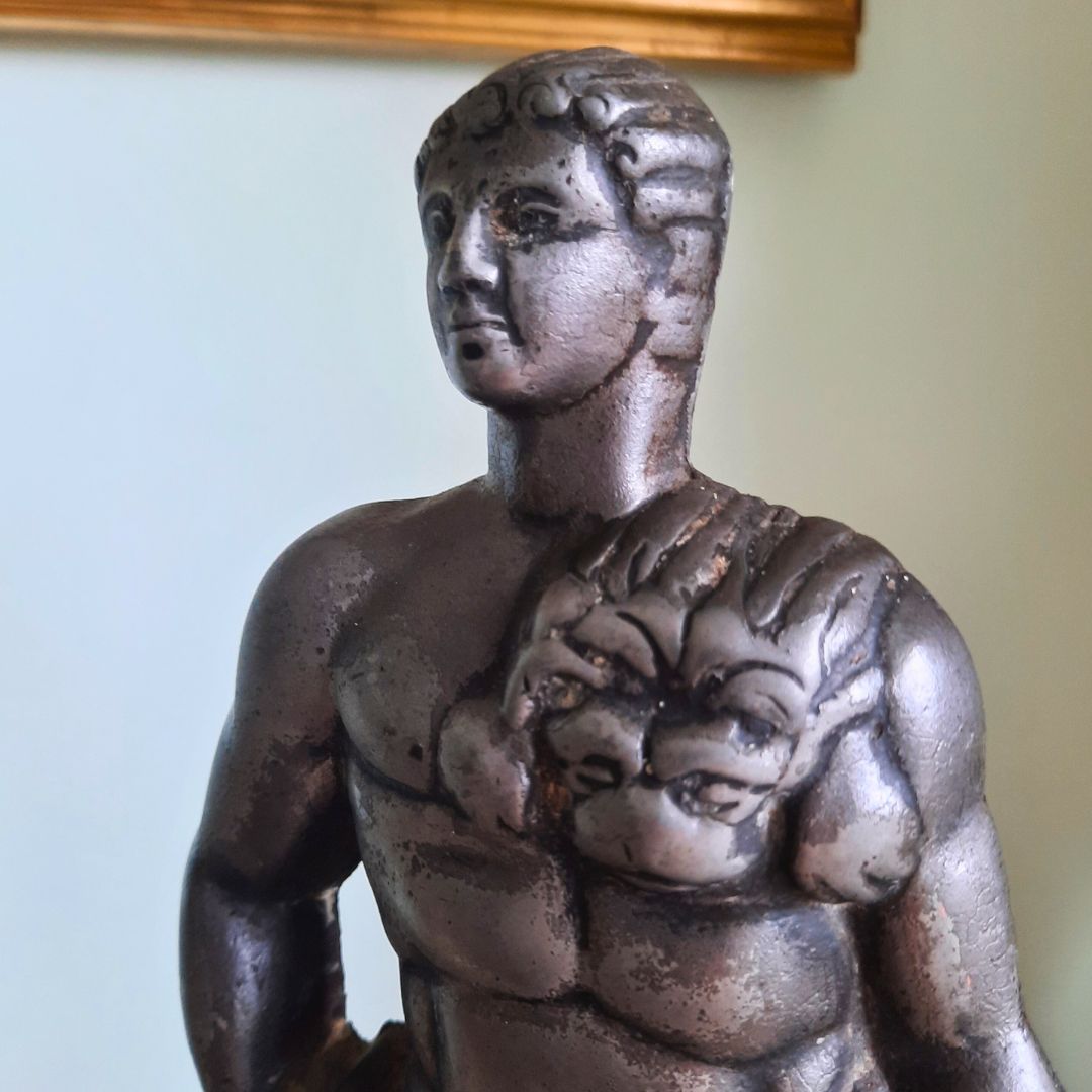 photo buy Antique Metal Cast Figures Of Hercules From The Tampion Big Guns Of Hms Hercules Mounted On Bakelite Bases , Antique Ship's Memorabilia