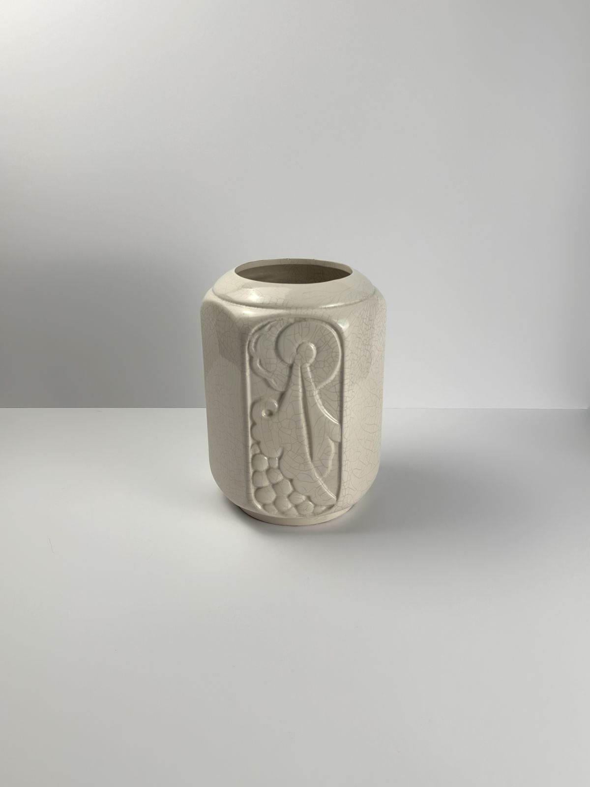 Art Deco French Craquelé Ceramic Vase, Orchies, 1930s photo Home Decor