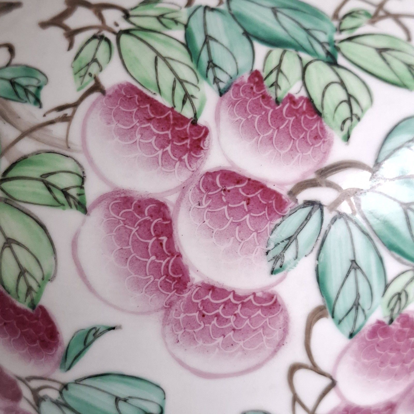 Chinese Porcelain Vases Pair Jingdezhen Hand Painted Fruit Tree Oriental Decor photo vinterior