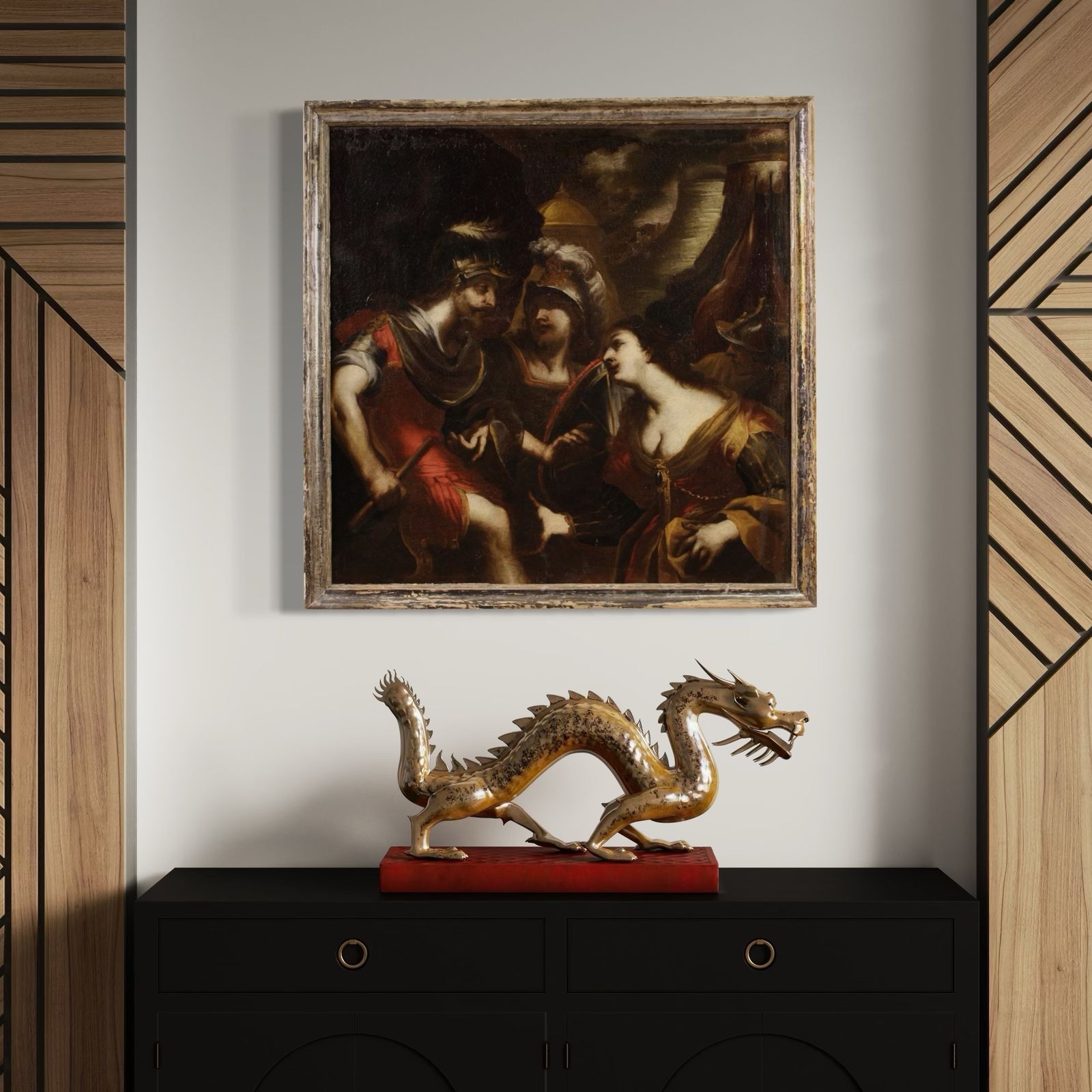 17th Century Mythological Painting, The Dispute Between Agamemnon And Achilles Over Briseis photo vintage