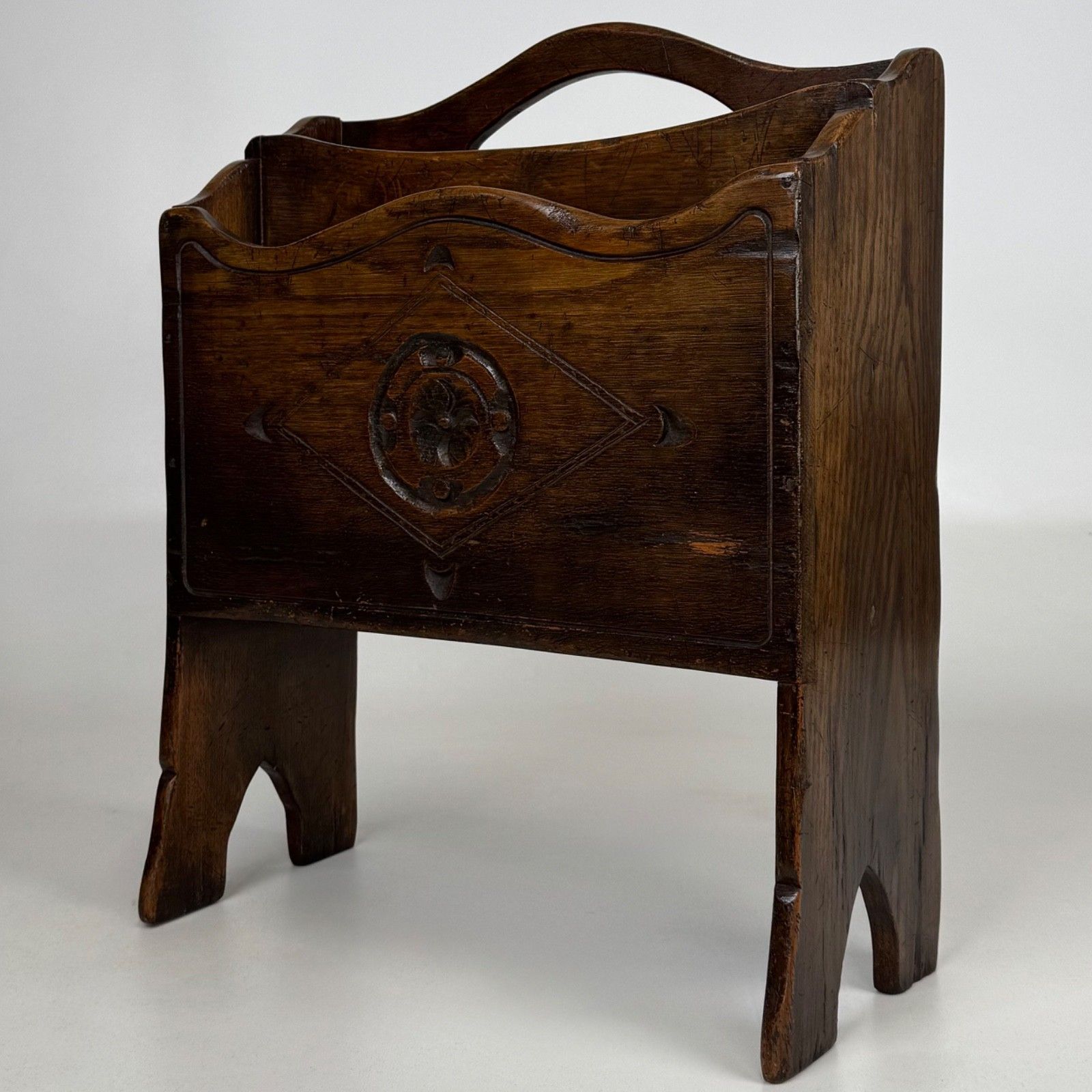 Antique 20th Century Good Quality Magazine Rack In Oak photo furniture