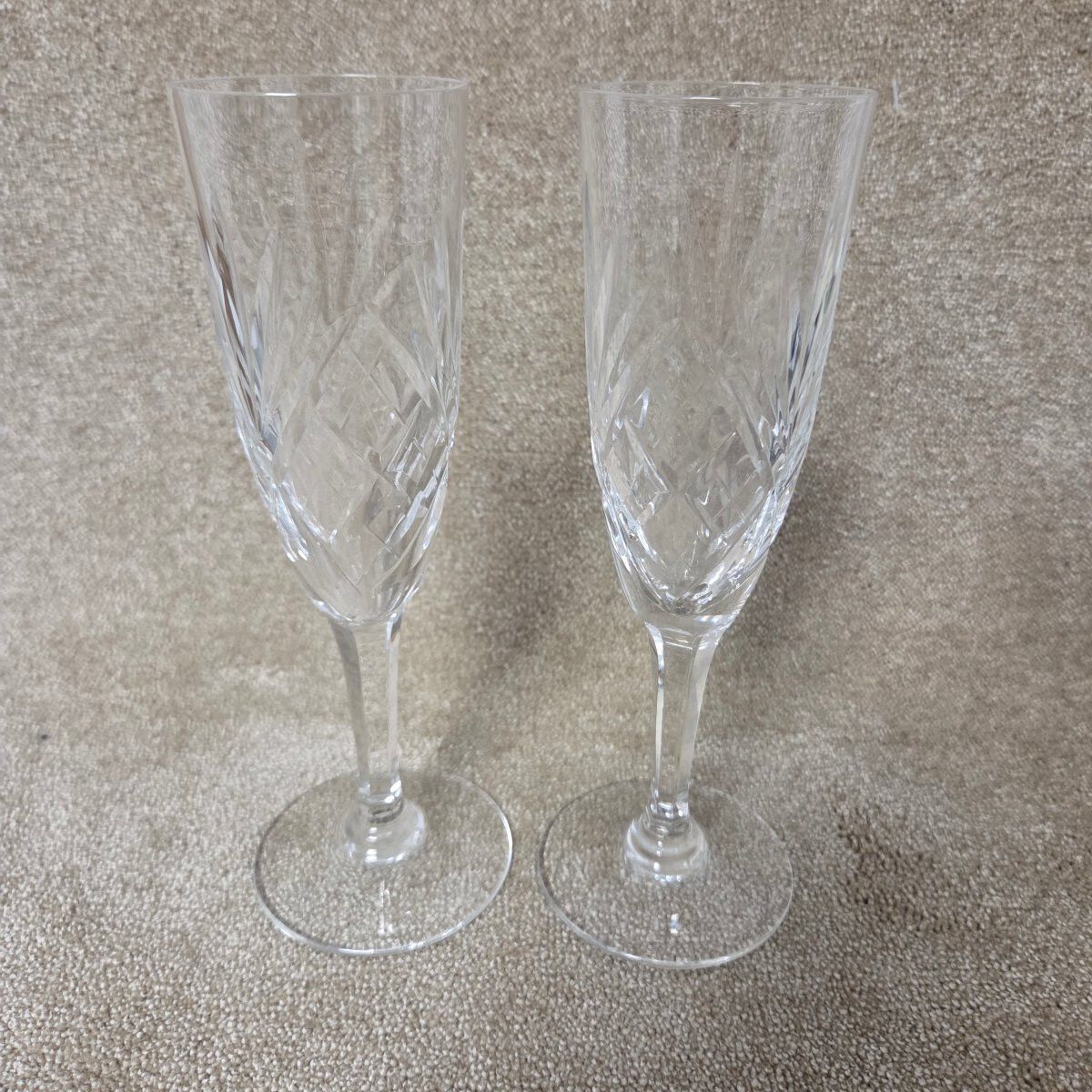 Set Of 5 Crystal Champagne Flutes – Saint Louis, Chantilly Pattern photo for sale