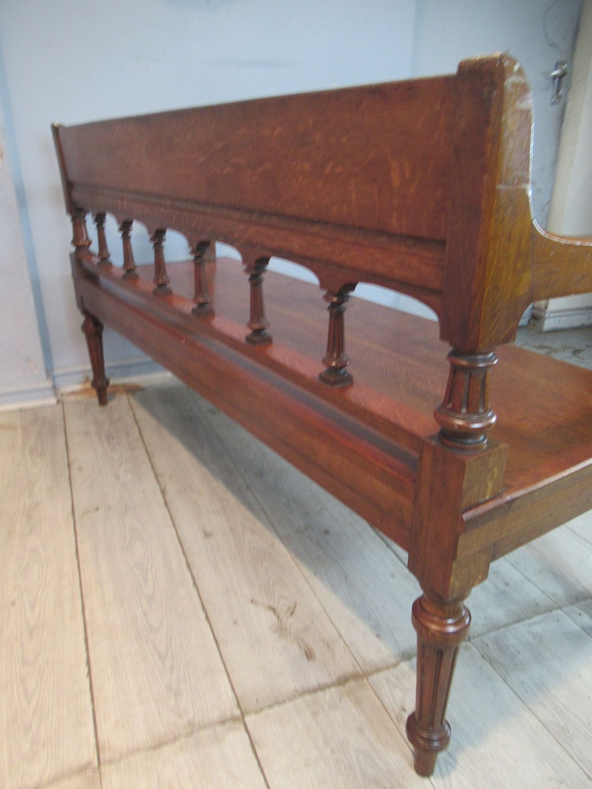 Victorian   1880s Oak Bench Seat photo vintage