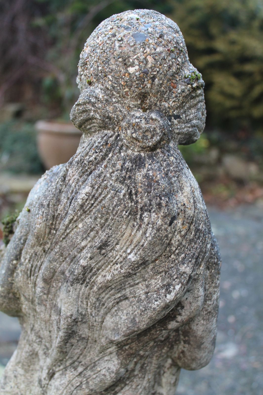 Garden Statue Of Flower Maiden. Reconstituted Stone photo Garden Decor