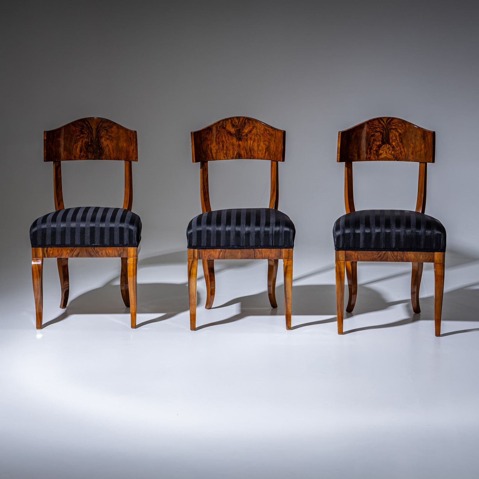 Set Of Five Biedermeier Shovel Back Chairs In Walnut, Circa 1830 photo Furniture