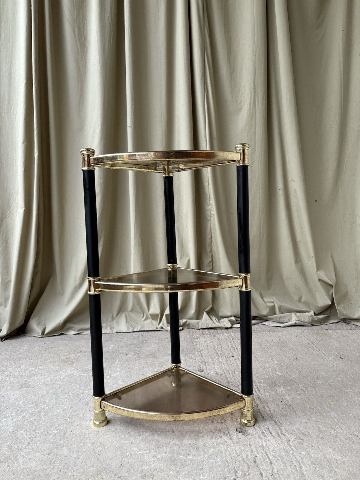 Vtg Mid Century Corner Shelf Shelving Unit Console Hollywood Regency Style R1041 photo for sale