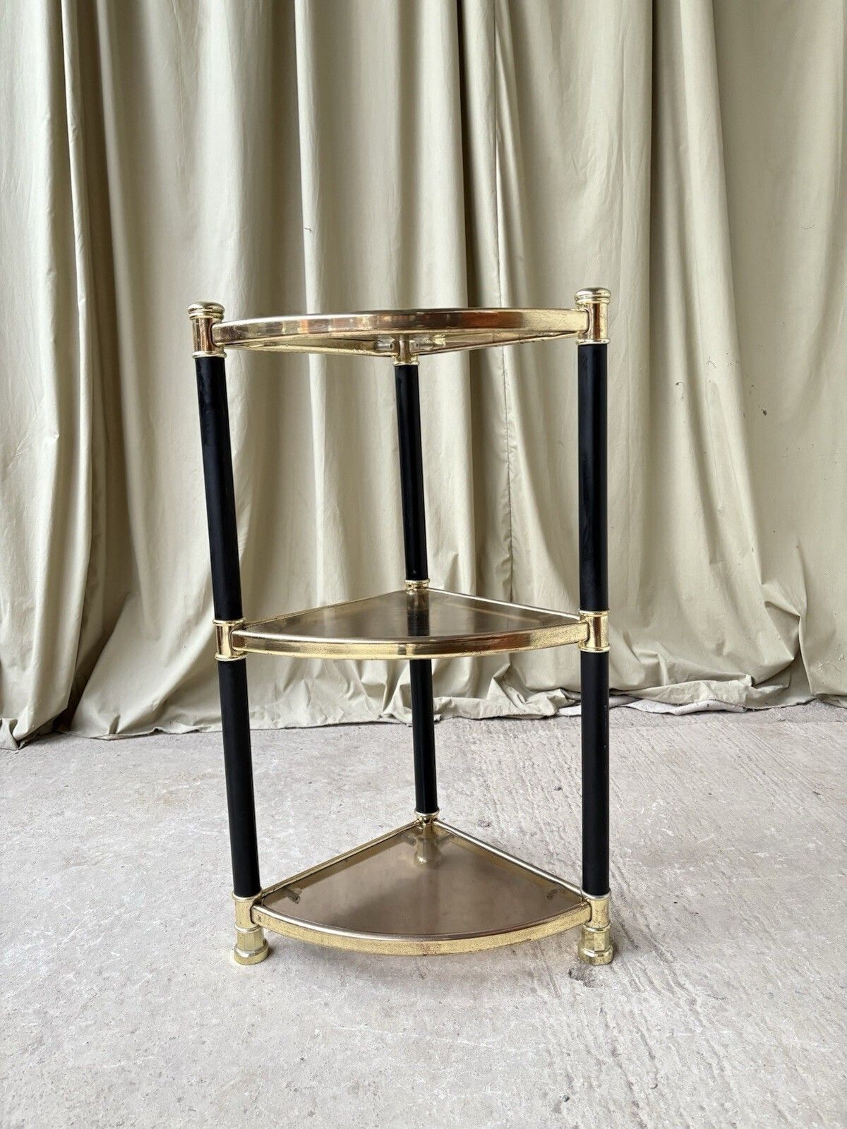 Vtg Mid Century Corner Shelf Shelving Unit Console Hollywood Regency Style R1041 photo Furniture