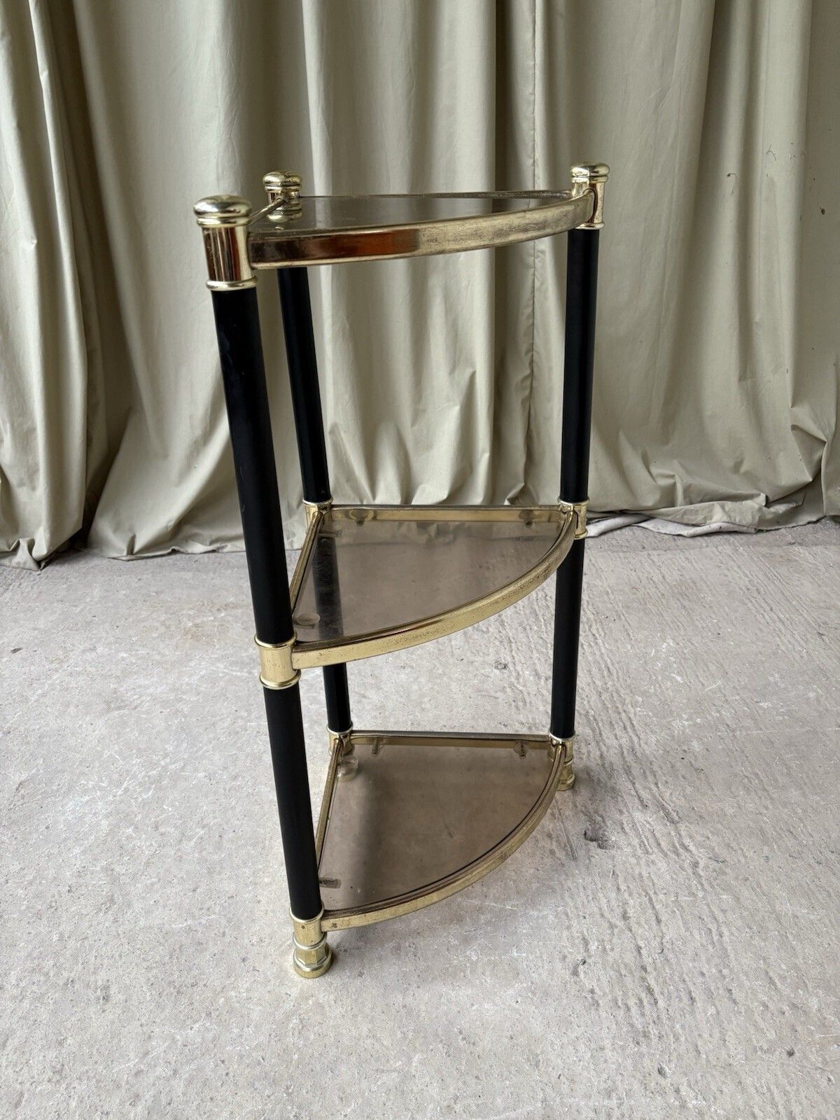 Vtg Mid Century Corner Shelf Shelving Unit Console Hollywood Regency Style R1041 photo vinterior