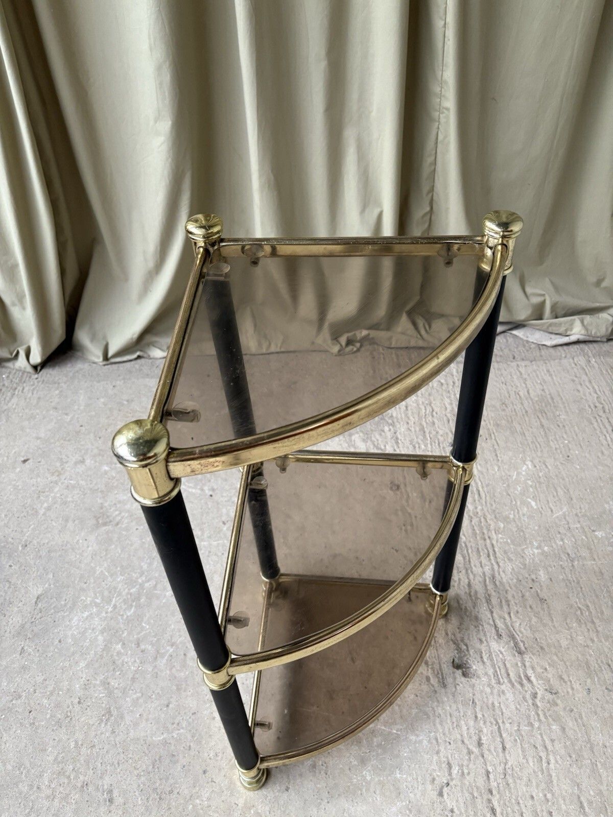 Vtg Mid Century Corner Shelf Shelving Unit Console Hollywood Regency Style R1041 photo vintage