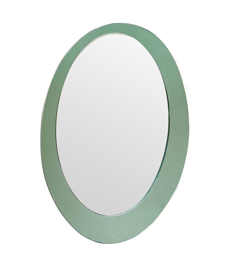Copy   An Italian 1960s Crystal Arte Oval Mirror With Pastel Mint Green Mirrored Frame photo 1685.0