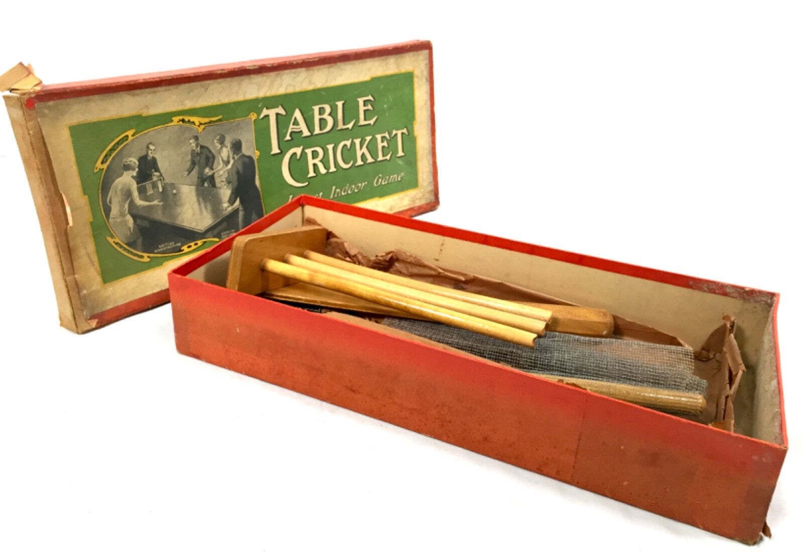 Antique Tabletop Cricket Parlour Game In Original Box / Board / Toy C.1940 photo 79.0