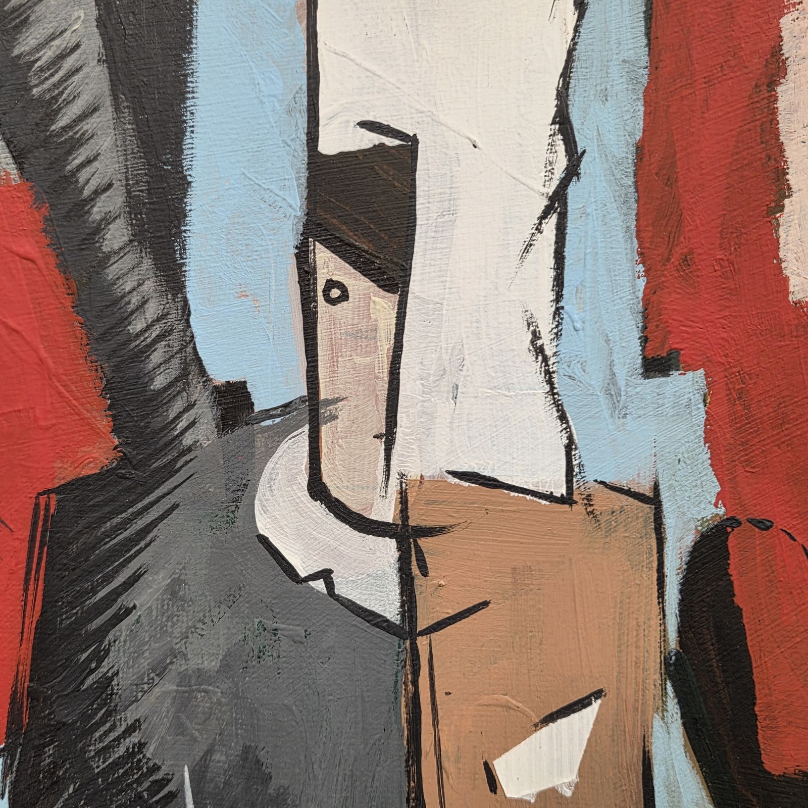 Grégoire Mathias (né en 1967) Composition néo-cubiste - Cubisme diachronique, peinture acrylique « Afternoon In Autumn ». photo furniture