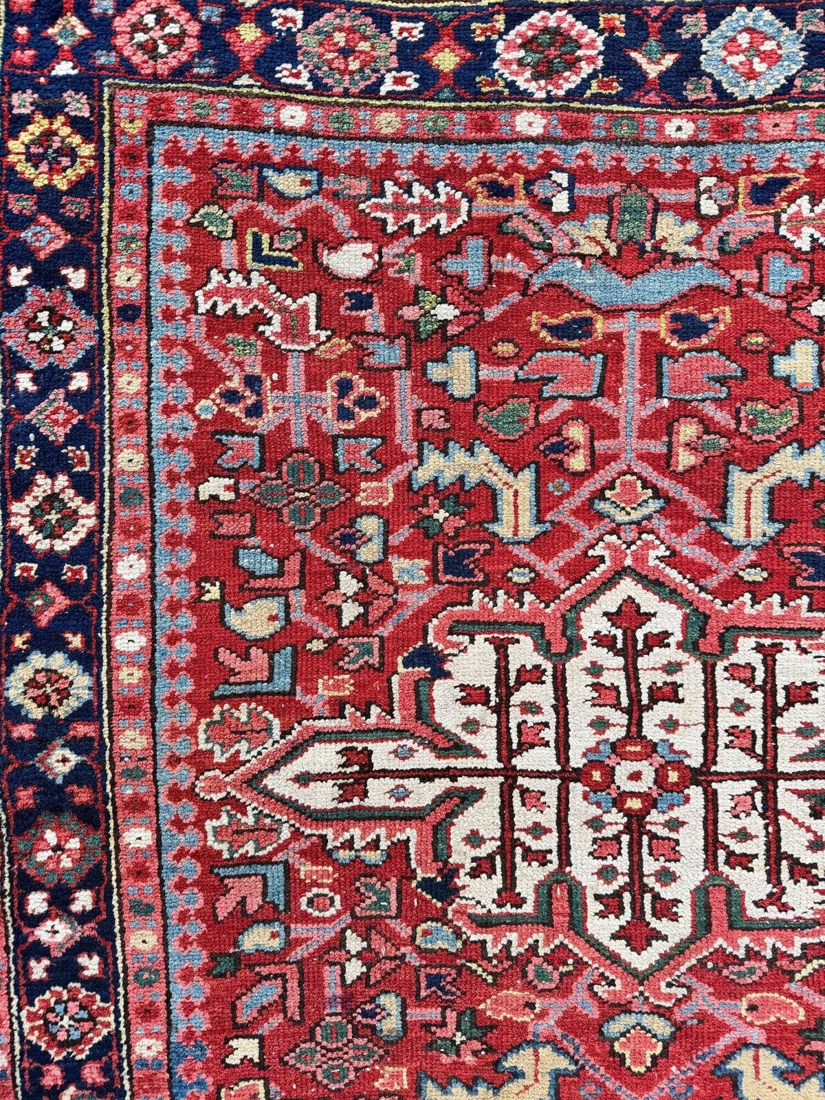 Antique Heriz Rug 1.28m X 1.15m photo vintage