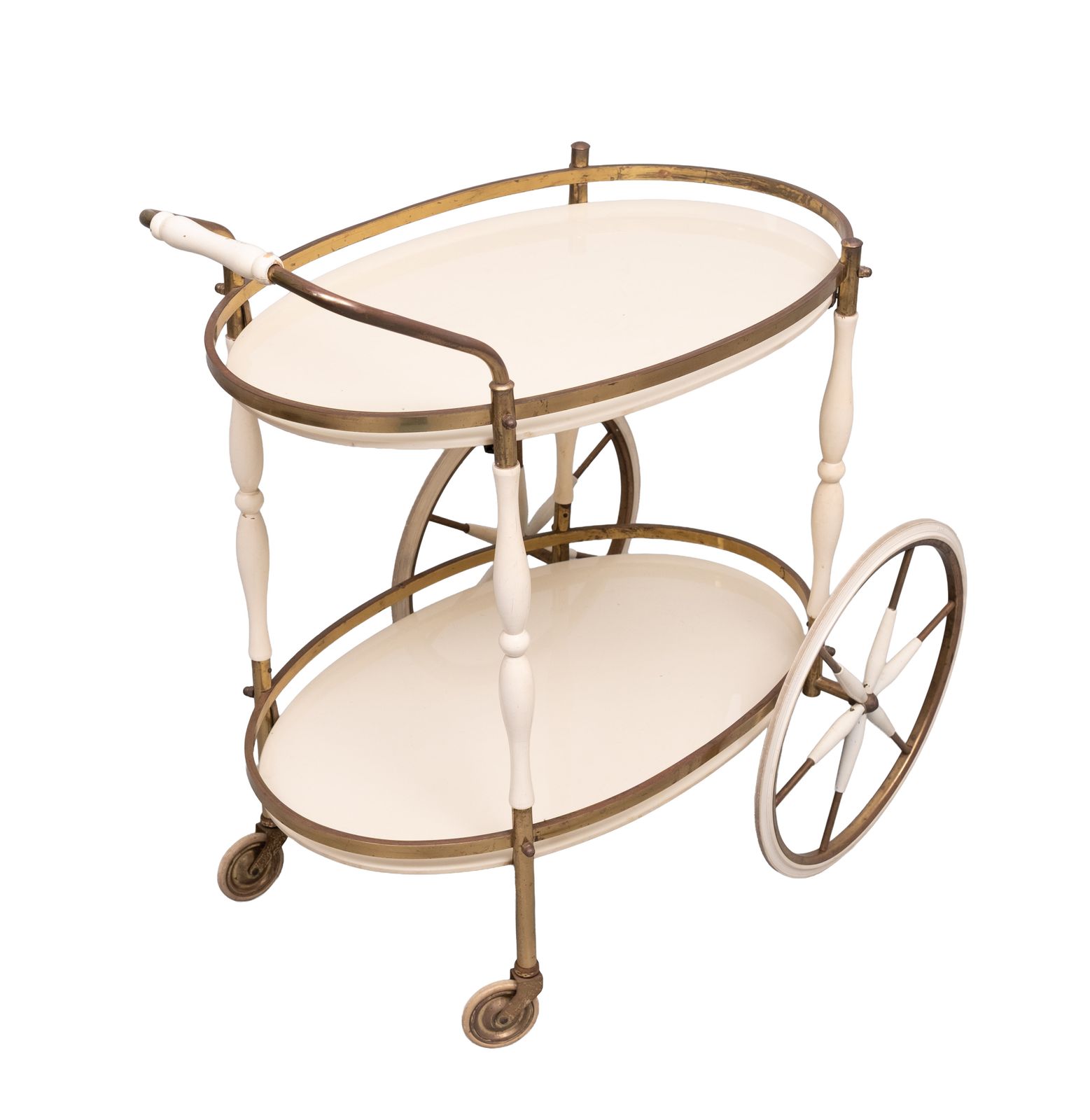 Oval Shaped Glass Tops Serving Trolley Italy 1950s photo furniture
