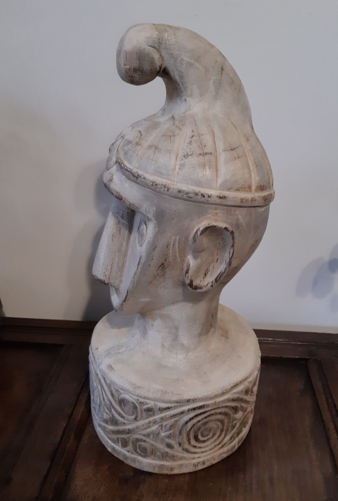 Carved Wooden Head Sculpture   Large, Tribal, Unusual, 20 Inches   Decorative photo 65.0