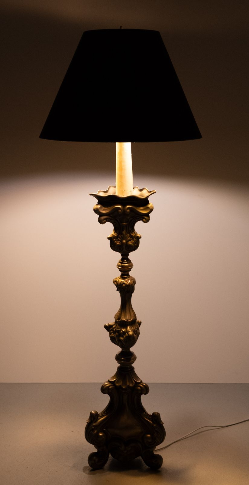 Stunning Antique Pewter Rococo Candlestick Floor Lamp Italy photo buy