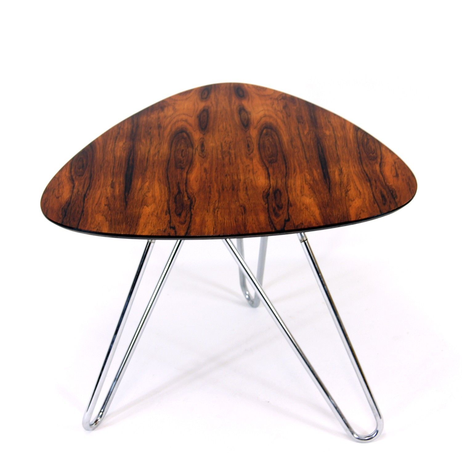 Retro Vintage Danish Chrome & Rosewood Coffee Side Table Mid Century 50s 60s 70s