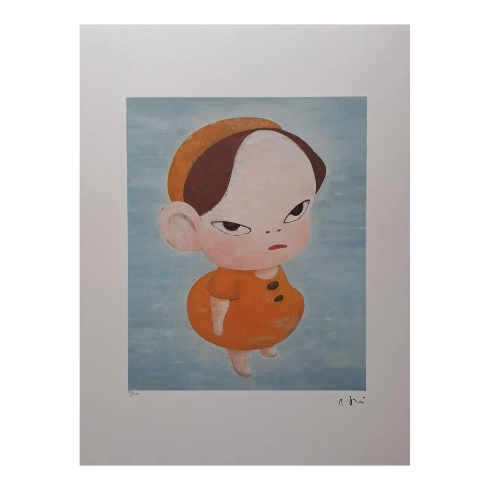 Nara Yoshitomo Yellow In Blue 1990s Limited Edition Lithograph